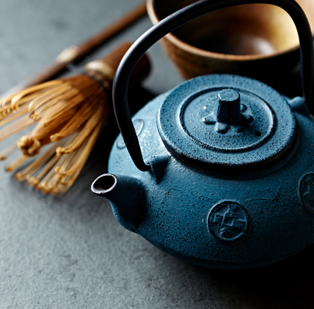 Teal castiron teapot