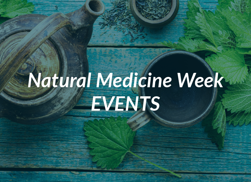 Promotional graphic for Natural Medicine Week 2025, highlighting community events and wellness initiatives.