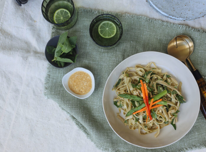 Thai Pasta Salad with Spicy Cashew Dressing