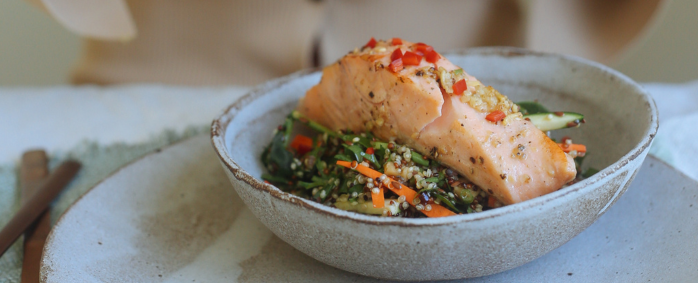 Warm Salmon Quinoa Salad