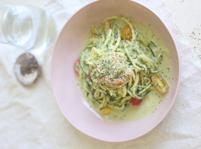 Prawn Pesto Warm Zucchini Noodles