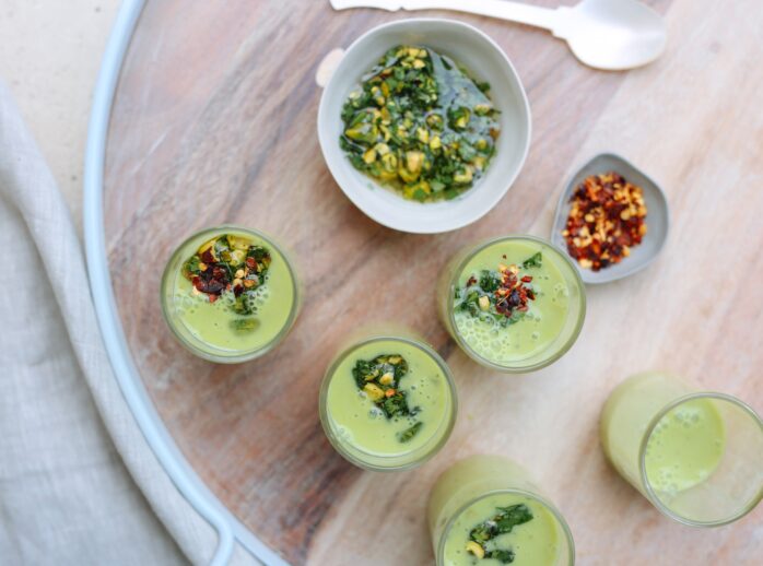 Chilled Cucumber Soup with Coriander Salsa