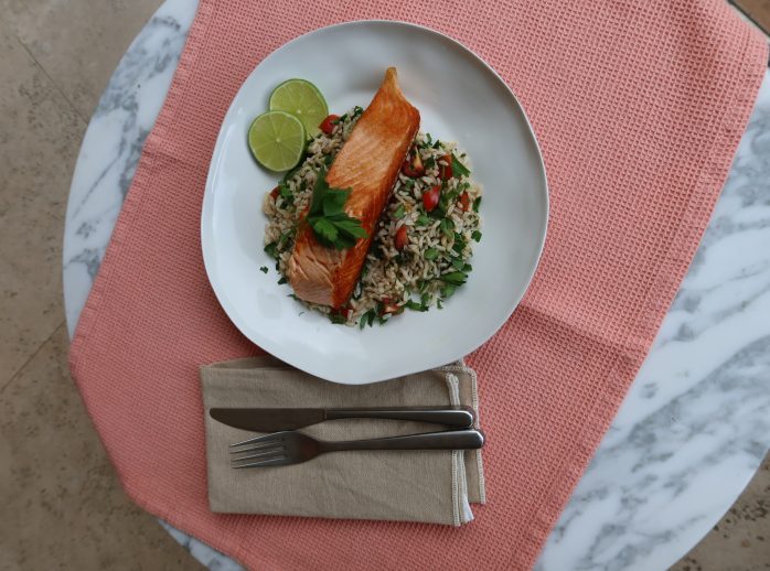 Salmon and Brown Rice Herb Salad