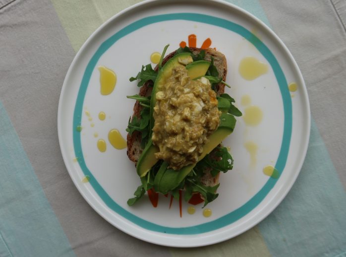 Curried Egg/Tofu Open Sandwich on Sourdough