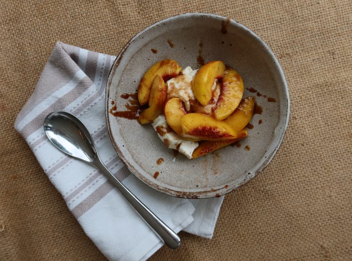 Pan-Fried Cinnamon Peaches on Greek Yoghurt