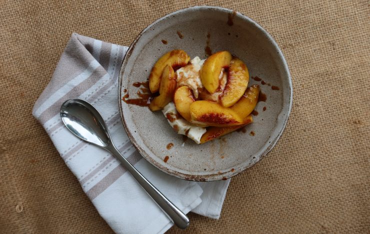 Pan Fried Cinnamon Peaches on Greek Yoghurt